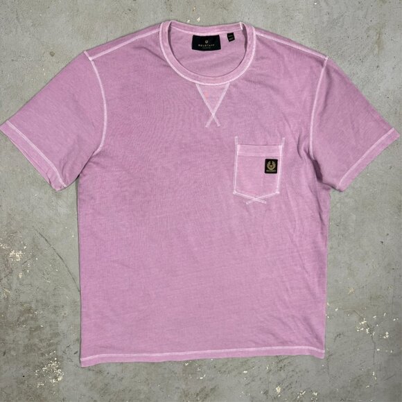 NWOT Belstaff Pink TShirt Chest Pocket 100% Cotton Short Sleeve XXL - Picture 2 of 7